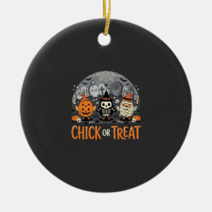 Chick or Treat Cute Halloween Graveyard Design_1 Ceramic Ornament