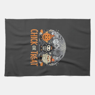 Chick or Treat Cute Halloween Graveyard Design_1 Tea Towel