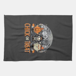 Chick or Treat Cute Halloween Graveyard Design_1 Tea Towel