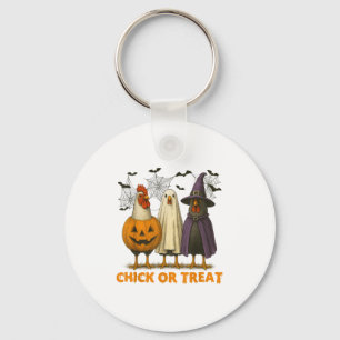 Chick Or Treat Funny Chicken Halloween Costume Chi Key Ring