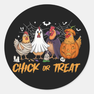 Chick Or Treat Funny Chicken Pumpkin Ghost Spooky Classic Round Sticker