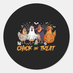 Chick Or Treat Funny Chicken Pumpkin Ghost Spooky  Classic Round Sticker