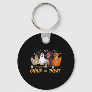 Chick Or Treat Funny Chicken Pumpkin Ghost Spooky Key Ring