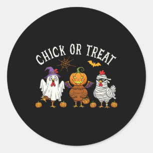 Chick Or Treat Funny Halloween Chicken Costume Men Classic Round Sticker