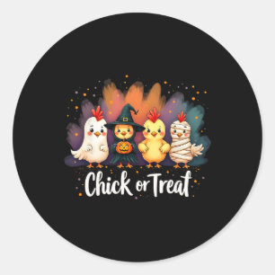 Chick Or Treat Funny Halloween Cute Chicken Costum Classic Round Sticker