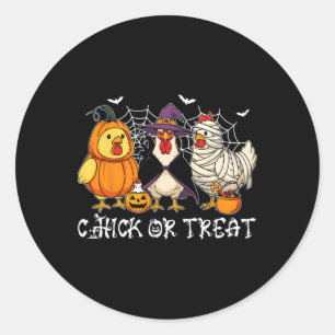 Chick Or Treat Funny Halloween Pumpkin Ghost Spook Classic Round Sticker