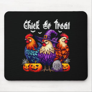 Chick Or Treat Funny Halloween Witch Soky Cute Chi Mouse Pad