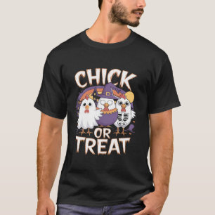 Chick Or Treat Funny Witch Chicken Halloween Spook T-Shirt