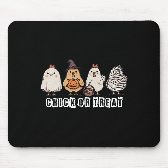 Chick Or Treat Funny Witch Chicken Spooky Hallowee Mouse Pad (Front)