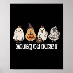 Chick Or Treat Funny Witch Chicken Spooky Hallowee Poster