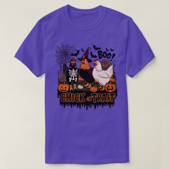 Chick or Treat Halloween Chickens T-Shirt (Design Front)