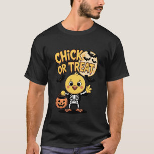 Chick or Treat Halloween Costume Funny Chicken Ske T-Shirt