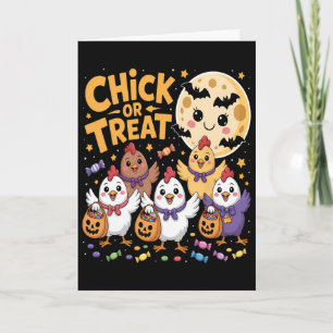 Chick Or Treat Halloween Moon Chicken Fun  Card