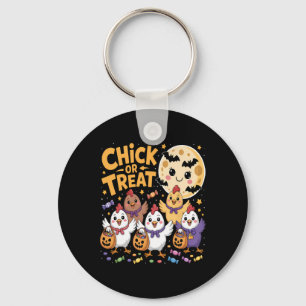 Chick Or Treat Halloween Moon Chicken Fun  Key Ring