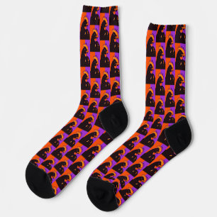 Chick or Treat Halloween Pop Art Chicken Socks