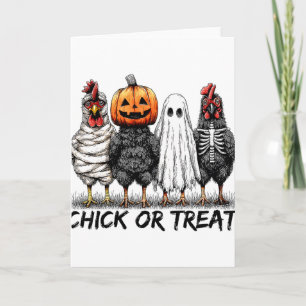 Chick Or Treat Halloween Pumpkin Ghost Spooky Funn Card