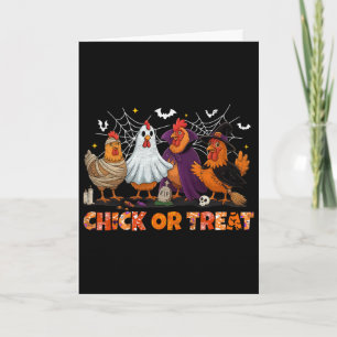 Chick Or Treat Halloween Witch Boo Spooky Chicken Card