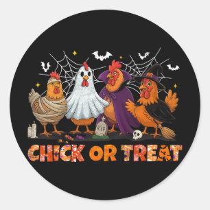 Chick Or Treat Halloween Witch Boo Spooky Chicken Classic Round Sticker