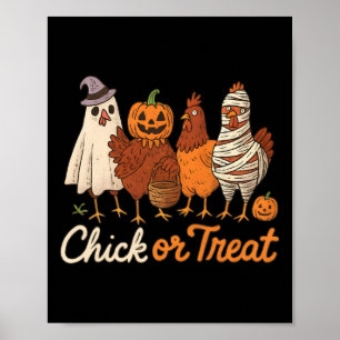 Chick Or Treat Halloween Witch Spooky Chicken _1 Poster
