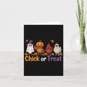 Chick Or Treat Halloween Witch Spooky Chicken Farm Card
