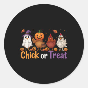 Chick Or Treat Halloween Witch Spooky Chicken Farm Classic Round Sticker