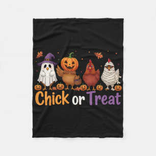 Chick Or Treat Halloween Witch Spooky Chicken Farm Fleece Blanket