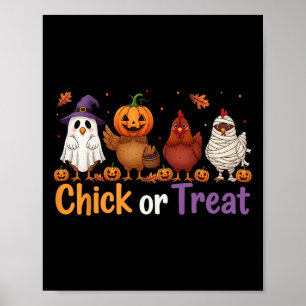 Chick Or Treat Halloween Witch Spooky Chicken Farm Poster