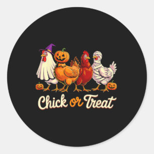Chick Or Treat Halloween Witch Spooky Chicken Funn Classic Round Sticker