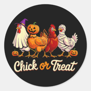 Chick Or Treat Halloween Witch Spooky Chicken Funn Classic Round Sticker
