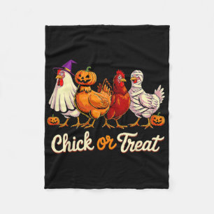 Chick Or Treat Halloween Witch Spooky Chicken Funn Fleece Blanket