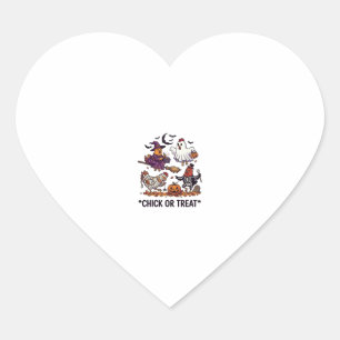 Chick Or Treat Haloween Chickens Witch Ghost Pumpk Heart Sticker