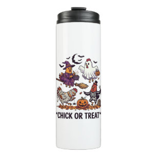 Chick Or Treat Haloween Chickens Witch Ghost Pumpk Thermal Tumbler