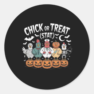 Chick Or Treat Nurse Funny Halloween For Chickens Classic Round Sticker