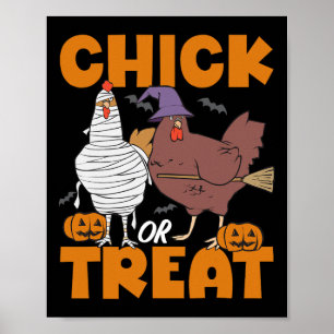 Chick Or Treat Spooky Chicken Lover Halloween Poster