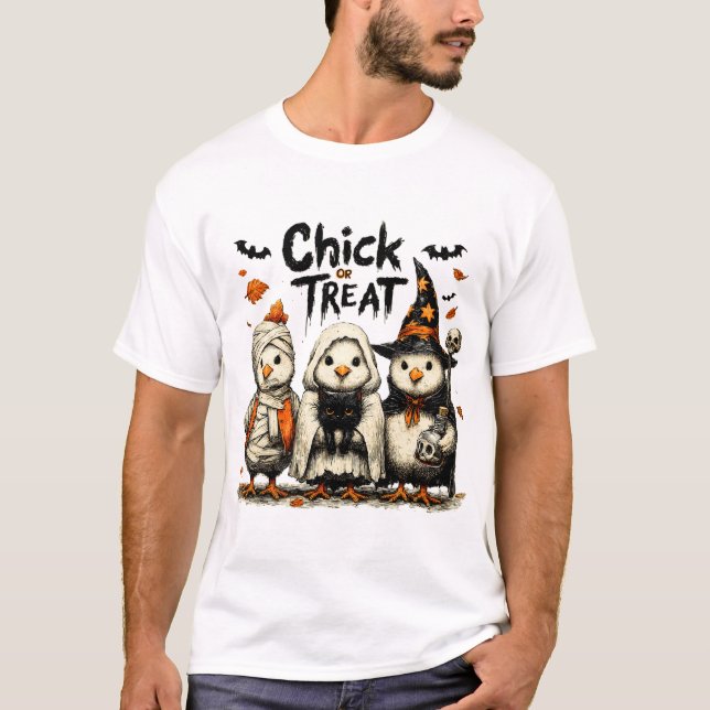 Chick Or Treat Spooky Chickens Ghost Witchy  T-Shirt (Front)