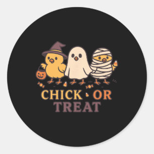 Chick Or Treat Spooky Ghost Witch Mummy Chicken Co Classic Round Sticker