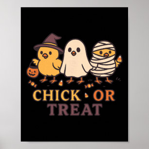 Chick Or Treat Spooky Ghost Witch Mummy Chicken Co Poster