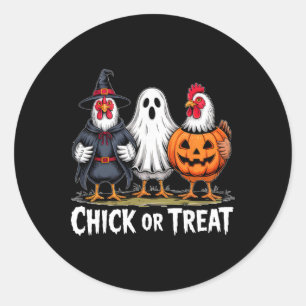 Chick Or Treat Spooky Witch Ghost Pumpkin Chicken Classic Round Sticker