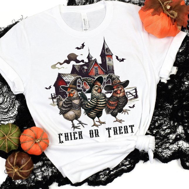 Chick Or Treat Spooky Witchy Chicken Retro T-Shirt (Creator Uploaded)
