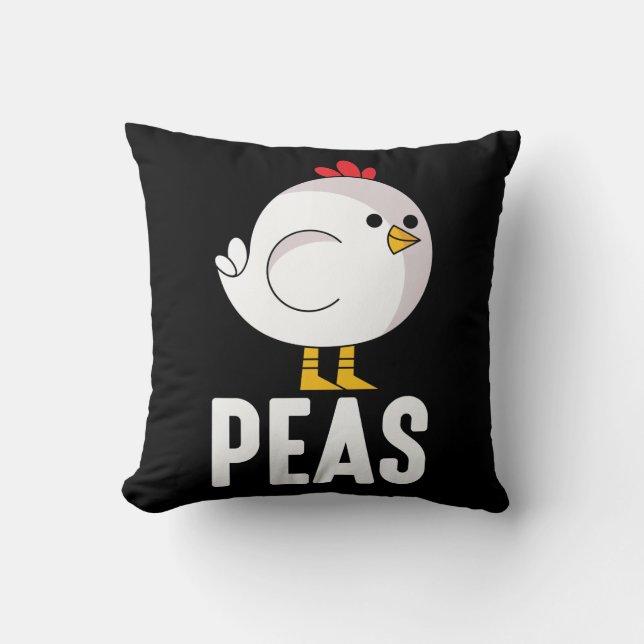 Chick Peas Vegan Cute Chicken Baby Pun Cushion (Front)