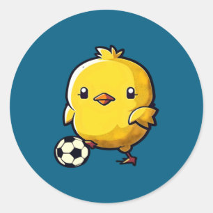 Chick Playing Soccer Soccer Easter  Classic Round Sticker