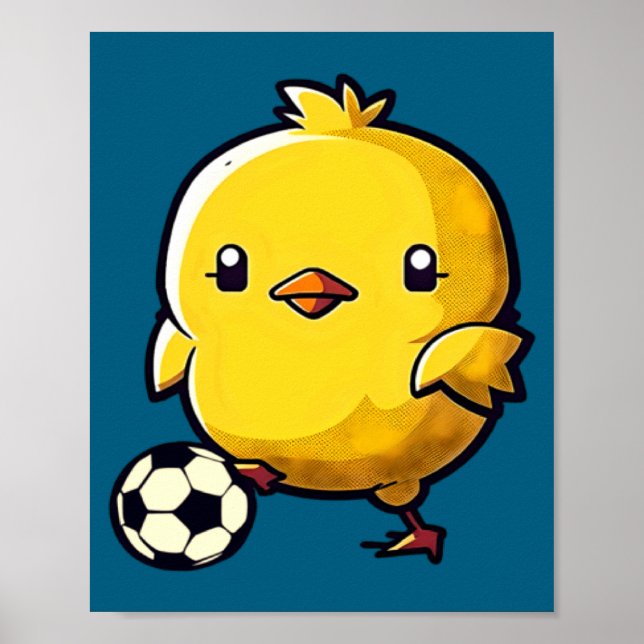 Chick Playing Soccer Soccer Easter  Poster (Front)