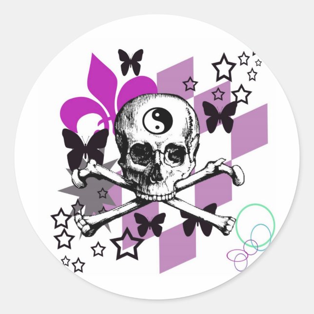 Chick Skull Classic Round Sticker (Front)