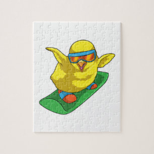 Chick Snowboarder Snowboard Jigsaw Puzzle