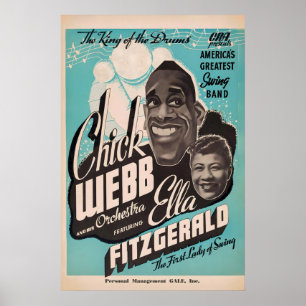 Chick Webb - Ella Fitzgerald - jazz poster - 1937