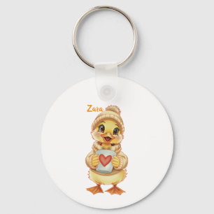 Chick with a heart key ring