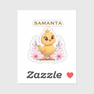 Chick with Flowers Sticker Sheet