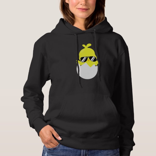 Chick With Sunglasses Farm Animal Chicken Cool Hen Hoodie (Front)