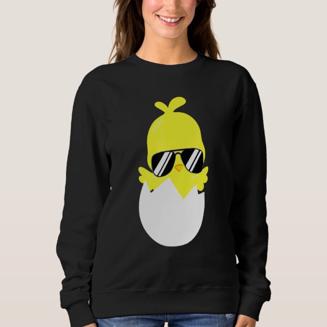 Chick With Sunglasses Farm Animal Chicken Cool Hen Sweatshirt (Front)