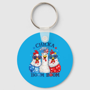 Chicka Boom Boom 4th Of July Patriotic Chicken Key Ring